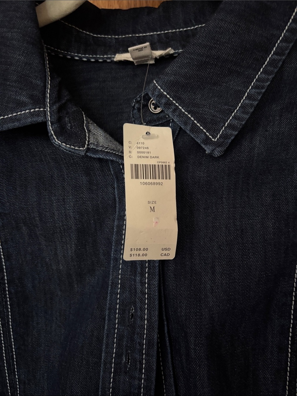 Anthropologie Pilcro Dark Blue Denim Button-Front Cap Sleeve Shirt - Picture 3 of 6